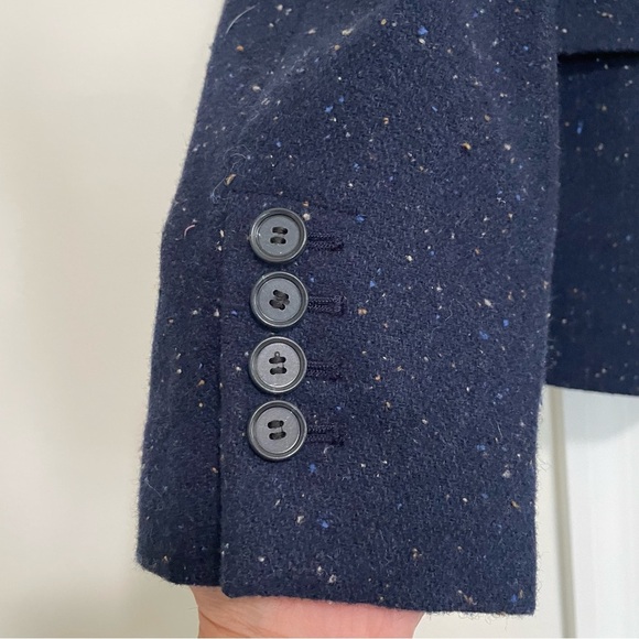 Loft Navy Confetti Wool Blend Single Button Ladies Blazer Size 14 - Picture 5 of 11